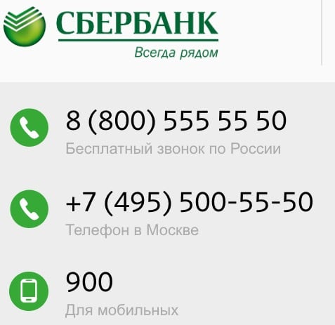 Sberbank telefonok az ügyfelek számára