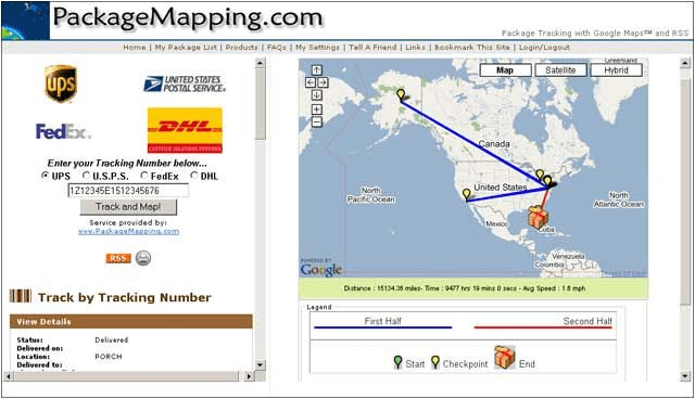 A packagemapping.com szolgáltatás lehetővé teszi a csomag helyének és elérési útjának megjelenítését a térképen.