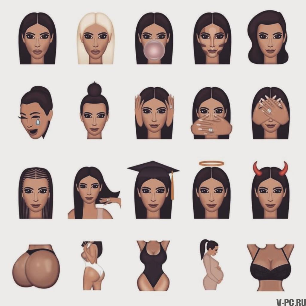 Kimoji az Instagram számára, Kim Kardashian
