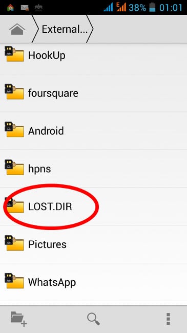 Android Lost.Dir mappa