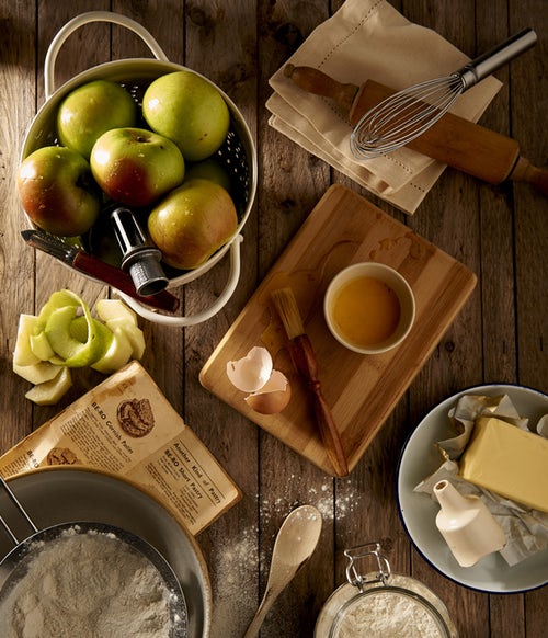 Őszi fotó ötletek Instagram - alma elrendezése a konyhában