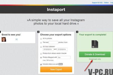 hogyan lehet ingyenesen letölteni a fényképeket az Instagram alkalmazásból