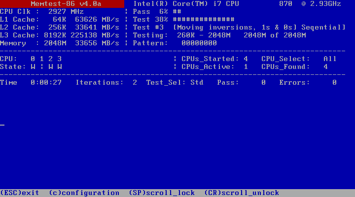A memtest86 segédprogrammal ellenőrizheti a RAM fizikai lebontását
